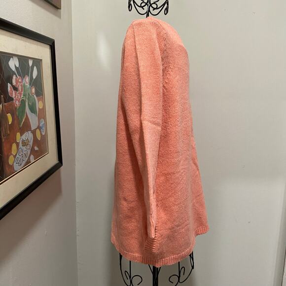 Ann Taylor Pullover Sweater Size Medium Knitted Peach Oversized Wide Neck - Picture 5 of 7